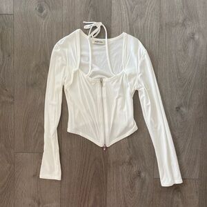 Cropped zip up corset long sleeve top